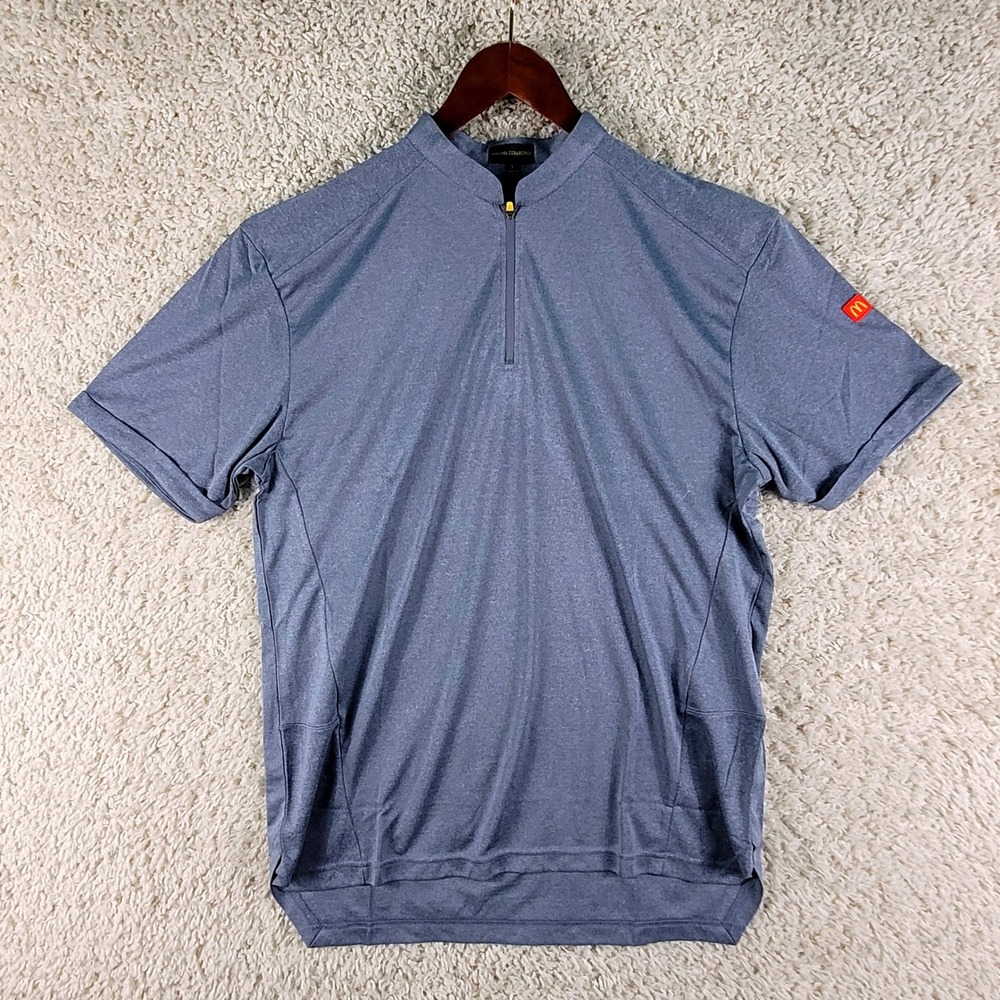 Apparel Collection McDonalds 1/4 Zip Shirt Mens Large Blue Employee Work Uniform